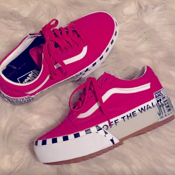 hot pink platform vans